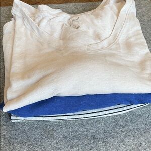 Linen Short Sleeve Tees - Cream, Royal Blue, Stripes black and white